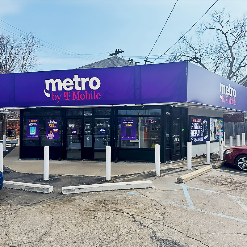 a bus parked in front of a store